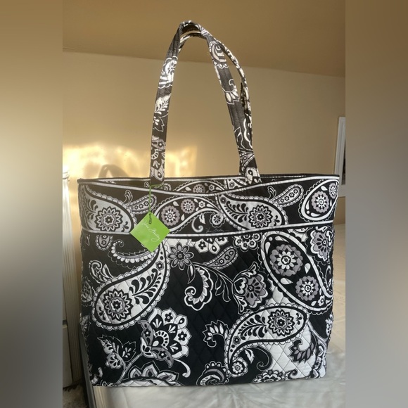 Vera Bradley Black & White Paisley Tote Bag - Picture 2 of 6